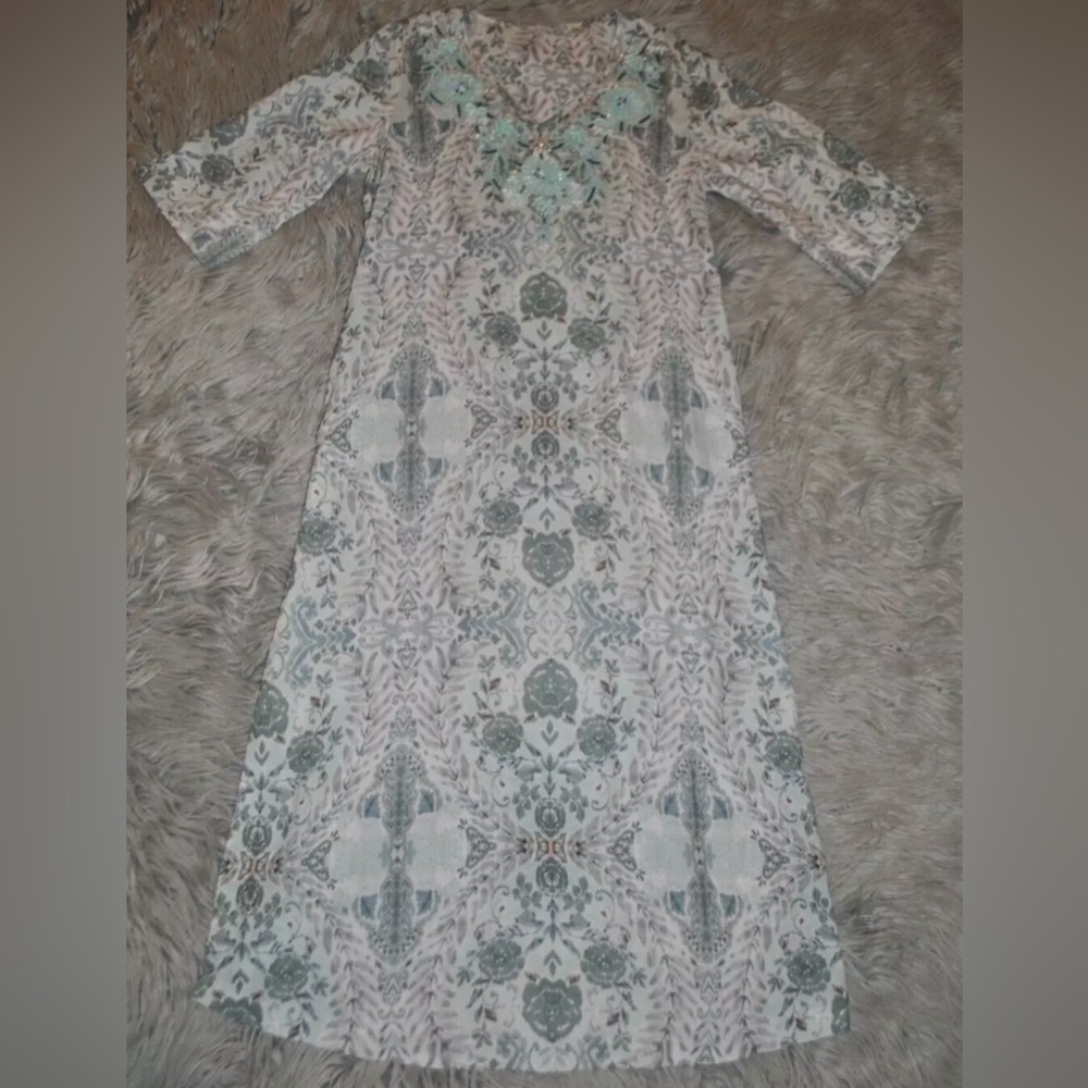 SOFT SURROUNDINGS Amirah Beaded Caftan Maxi Dress size PS Never Worn - Picture 4 of 5